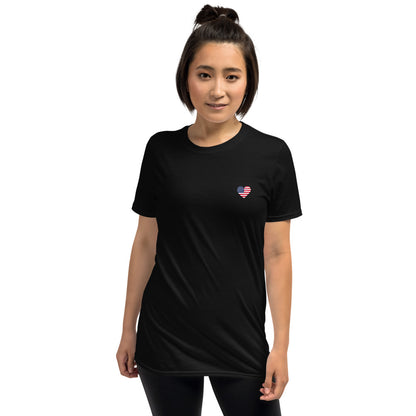 Women's Heart T-Shirt Red, White, Blue wording